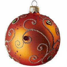 Decor By Glassor Vianočná guľa oranžové kamienky (Veľkosť: 8)