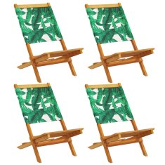 Petromila vidaXL Skladacie záhradné stoličky 4 ks zelená látka a masívne drevo