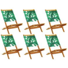 Petromila vidaXL Skladacie záhradné stoličky 6 ks zelená látka a masívne drevo