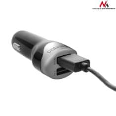 Maclean Nabíjačka do auta max4,8A 2xUSB Maclean Energy MCE157 Qualcomm Quick Charge QC 3.0 plus kábel 1,5m strieborný