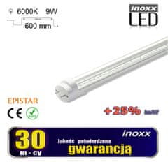 slomart LED žiarivka 60cm 9w T8 6000k G13 studená priehľadná