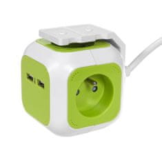 GreenBlue MagicCube štvornásobná zásuvka GreenBlue, 2 USB vstupy, 1,4 m, GB118