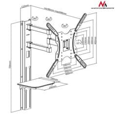 Maclean TV držiak Maclean s DVD policou, VESA 400x400, 32"-55", 30kg, MC-772