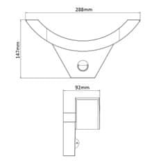 Maclean Maclean LED lampa s pohybovým senzorom, infračervený pohybový senzor, čierna, 10W, IP54, 800lm, MCE290 B