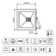 Maclean LED svetlomet Maclean, tenký, 30W, teplá biela (3000K), IP65, PREMIUM, MCE530 WW