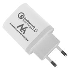 Maclean Sieťová nabíjačka Maclean, Qualcomm Quick Charge, QC 3.0 - 3.6-6V/3A, 6-9V/2A, 9-12V/1.5A, 2 zásuvky 5V/2.1A, biela, MCE479 W