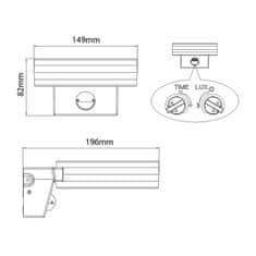 Maclean Maclean LED svietidlo, nástenné, s PIR senzorom, PC+ALU, 20W, 1700lm, IP65, Neutral White 4000K, sivá, MCE365