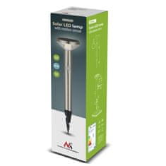 Maclean Solárna LED lampa Maclean, so senzorom, 3 režimy, vstavaná, Li-ion 18650, IP44, 3,7V, 1200 mAh, matný chróm, MCE465 C/M