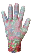 Verto Záhradné rukavice potiahnuté PU, vzor ruže, veľkosť 7"