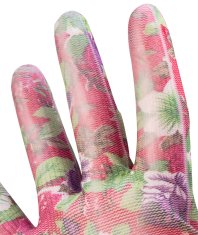Verto Záhradné rukavice potiahnuté PU, vzor ruže, veľkosť 7"