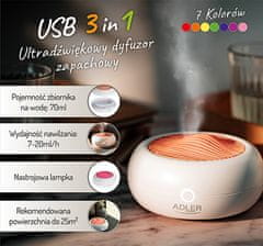 Adler AD 7969 Ultrazvukový USB aróma difuzér 3v1