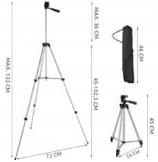 ISO 6067 Hliníkový statív s bluetooth ovládačom 133 cm