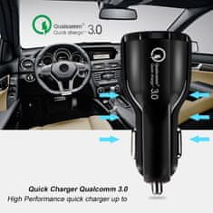 Maclean Autonabíjačka Maclean, Qualcomm Quick Charge, QC 3.0 - 5V/3A, 9V/1.8A, 12V/1.6A, zásuvka 5V/3.1A, čierna, MCE478 B