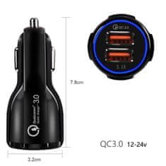 Maclean Autonabíjačka Maclean, Qualcomm Quick Charge, QC 3.0 - 5V/3A, 9V/1.8A, 12V/1.6A, zásuvka 5V/3.1A, čierna, MCE478 B