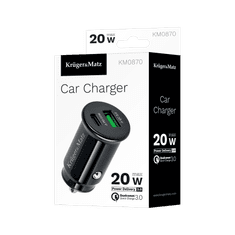 slomart Kruger & Matz duálna USB 3100 mA autonabíjačka s Quick Charge 3.0 a funkciou Power Delivery