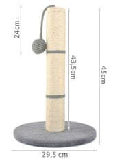 Purlov Škrabadlo pre mačky - sivý stĺpik, 45 cm