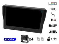 slomart 9-palcový AHD 4pin LCD monitor do auta s funkciou rekordéra 12v 24v a 4 AHD kamerami