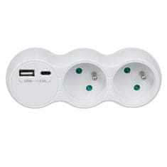 Maclean Zásuvka Maclean, rozbočovač s 2 zásuvkami, 2x USB A/C, typ E, 2x16A, MCE339 E