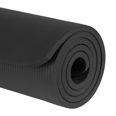 Gymnastická podložka na jogu, pilates, fitness, 183x61cm, hrúbka 1,5cm, materiál NBR, čierna, REBEL ACTIVE