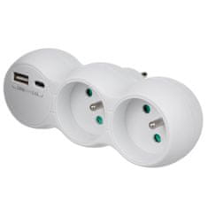 Maclean Zásuvka Maclean, rozbočovač s 2 zásuvkami, 2x USB A/C, typ E, 2x16A, MCE339 E