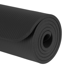 Gymnastická podložka na jogu, pilates, fitness, 183x61cm, hrúbka 1cm, materiál NBR, čierna, REBEL ACTIVE