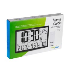 GreenBlue Veľmi veľké nástenné hodiny GreenBlue LCD, teplota, dátum, GB218