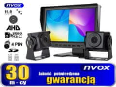 slomart 9-palcový AHD 4pin LCD monitor do auta s funkciou rekordéra 12v 24v a 2 AHD kamerami