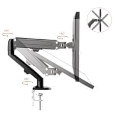 Maclean Držiak monitora Maclean, plynová pružina, 13"-27", 8 kg, čierny, MC-860N