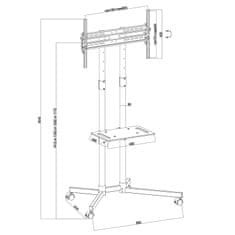 Maclean Stojan na TV vozík Maclean, profesionálny, 32-70", na kolieskach, max. VESA 600x400, max. 40kg, MC-951