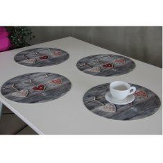 Bertoni Sada 4D podložiek na okrúhly stôl - SRDCE