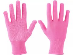 Extol Lady Záhradné rukavice (99719) polyester ružové, PVC terčíky, 7″