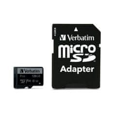 VERBATIM Pamäťová karta Pro microSDXC 128GB UHS-I V30 U3 (90R/ 45W) + SD adaptér