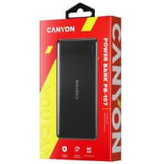 Canyon Záložný zdroj Powerbank 10000 mAh, QC 3.0, USB-C PD 18W - černá