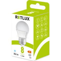 Retlux LED žiarovka RLL 442 G45 E27 miniG 8W CW