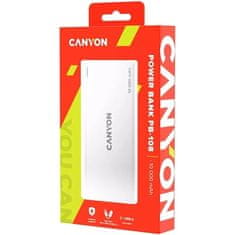 Canyon Powerbanka PB-108B, 10000mAh Li-pol, In MicroUSB+Lightning, Out 2xUSB-A - bílá