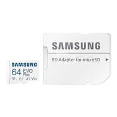 SAMSUNG Paměťová karta micro SDXC 64GB EVO Plus + SD adaptér