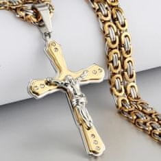 IZMAEL Pánsky náhrdelník Zircon Kreuz-Zlatá/Strieborná/60cm KP32534