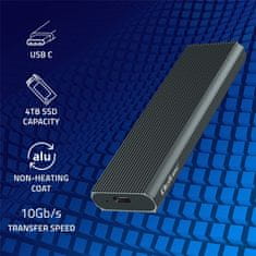 Qoltec Hliníkový kryt | M.2 SSD Pocket | NVMe | PCIe | USB 3.1 | Super speed 10Gb/s | 4TB | Graphite