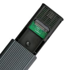 Qoltec Hliníkový kryt | M.2 SSD Pocket | NVMe | PCIe | USB 3.1 | Super speed 10Gb/s | 4TB | Graphite