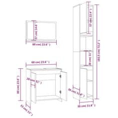 Vidaxl 3-dielna sada kúpeľňového nábytku dymový dub spracované drevo