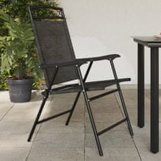 Petromila vidaXL Skladacie záhradné stoličky 4 ks melanž sivé oceľ a textilén