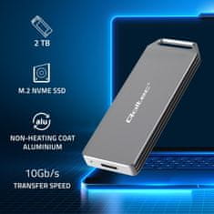 Qoltec Mini Aluminium Enclosure | M.2 SSD Pocket | NVMe | PCIe | USB 3.1 | Super speed 10Gb/s | 2TB | Silver