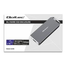 Qoltec Mini Aluminium Enclosure | M.2 SSD Pocket | NVMe | PCIe | USB 3.1 | Super speed 10Gb/s | 2TB | Silver