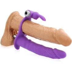 XSARA Strap-on s vibracemi anální dildo navlékané na penis + kroužek na klitoris – 71349756