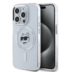 Karl Lagerfeld Zadný kryt IML Choupette Head Metal Frame MagSafe pre iPhone 15 Pro Max Transparent