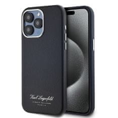 Karl Lagerfeld  Grained PU Hotel RSG Zadný kryt pre iPhone 15 Pro Max Black