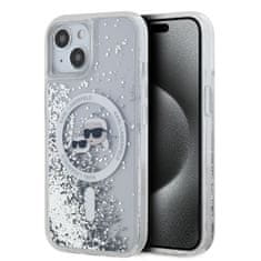 Karl Lagerfeld  Liquid Glitter Karl and Choupette Heads MagSafe zadný kryt pre iPhone 14 Transparent