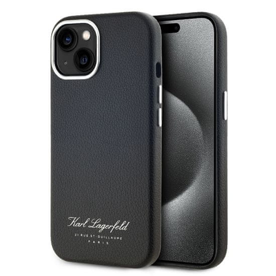 Karl Lagerfeld  Grained PU Hotel RSG Zadný kryt pre iPhone 14 Black