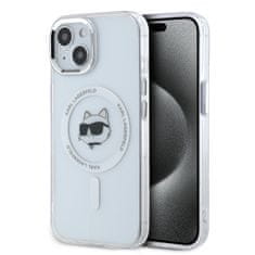 Karl Lagerfeld Zadný kryt IML Choupette Head Metal Frame MagSafe pre iPhone 15 Transparent