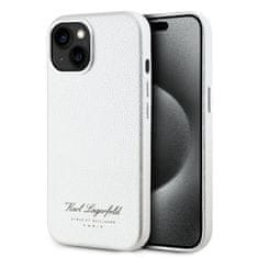 Karl Lagerfeld  Grained PU Hotel RSG Zadný kryt pre iPhone 15 White